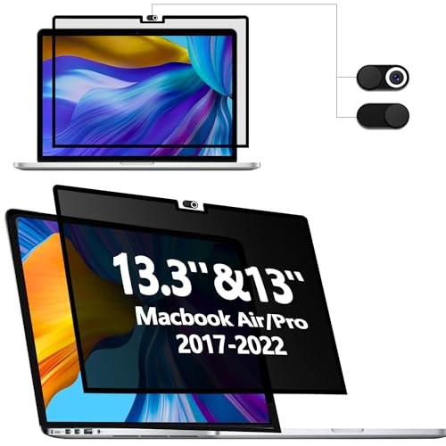 Dabernur Blickschutzfilter Nano Adsorption Abnehmbar für MacBook Air 13 (2018-2021,M1) & MacBook Pro 13 Zoll (2016-2022,M1,M2), Anti Glare Blaulicht Blickschutzfolie Sichtschutzfolie Sichtschutz von Dabernur