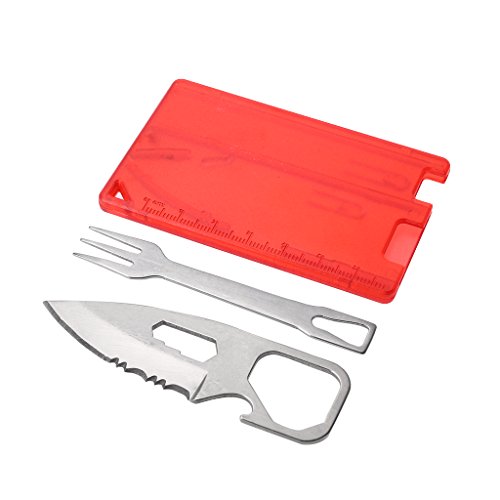 Dabixx Outdoor-Tool, Camping Barbecue Messer Gabel EDC Safety Erste-Hilfe-Outdoor-Multifunktions-Tool Card Red von Dabixx