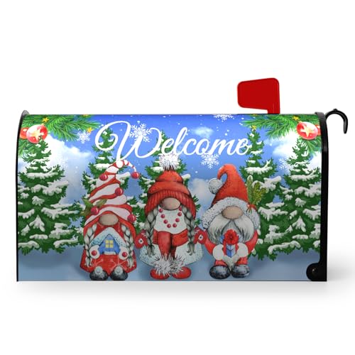 Dacawin Winter Gnome Welcome Mailbox Cover Magnetisch Standardgröße 18 x 21 Zoll Wasserfest Weihnachten Santa Briefkasten Abdeckung Dekoration Garten Hof von Dacawin