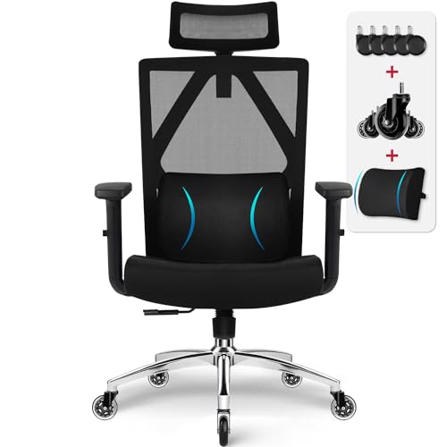 Daccormax Bürostuhl, Ergonomisch, bequem Chefsessel aus Netzstoff, VerstellbarerLordosenstütze,Kopfstütze,Armlehnen,Wippfunktion,Schreibtischstuhl Computerstuhl Home Office Chair bis 200kg von Daccormax