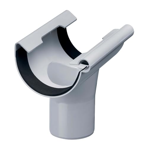 INEFA Ablaufstutzen halbrund, PVC NW150/DN100 Grau Einhangstutzen Dachrinnenzubehör, einfache Steckmontage, Made in Germany von INEFA