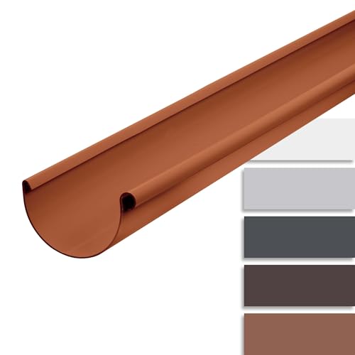 INEFA Dachrinne Kunststoff halbrund 200cm NW125 / 125mm, Braun, Regenrinnen PVC, einfache Steckmontage, Made in Germany von INEFA
