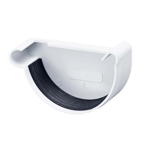 INEFA Dachrinnen Endstück halbrund, PVC NW125 / 125mm, links Weiß Dachrinnenzubehör, einfache Steckmontage, Made in Germany von INEFA