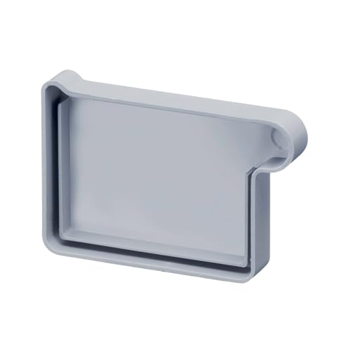 INEFA Dachrinnen Endstück Kastenrinne PVC NW68 / 68mm, rechts Grau Dachrinnenzubehör, einfache Steckmontage, Made in Germany von INEFA