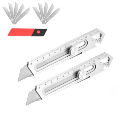 2er-Pack Cuttermesser Profi, Edelstahl Universalmesser, Mit Extra 10 18mm Abbrechklinge, Mehrzweck Gebrauchsmesser, Multifunktionales Teppichmesser Druckguss Cutter Messer Für Innenbereich Heimwerker 2er-Pack Cuttermesser Profi, Edelstahl Universalmesser, Mit Extra 10 18mm Abbrechklinge, Mehrzweck Gebrauchsmesser, Multifunktionales Teppichmesser Druckguss Cutter Messer Für Innenbereich Heimwerker von Dachiy