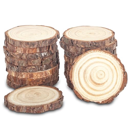 Dachiy 18 stk Holzscheiben 8-10cm Durchmesser Ohne Loch, Baumscheiben Rund Zum Basteln, Runde Holzscheibe Untersetzer Holz Log, Kiefernholz Astscheiben Baumstamm Deko, Hochzeit Mittelstücke Dachiy 18 stk Holzscheiben 8-10cm Durchmesser Ohne Loch, Baumscheiben Rund Zum Basteln, Runde Holzscheibe Untersetzer Holz Log, Kiefernholz Astscheiben Baumstamm Deko, Hochzeit Mittelstücke von Dachiy