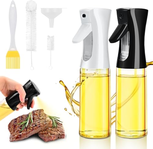 Dachiy 2 x Ölsprüher, 200 ML Ölspray Zum Kochen, Öl Sprühflasche, Ölsprüher Für Speiseöl, Öl Sprühflasche Für Öl Und Essig, Olivenölsprüher Für Salat, Grillen, Backen In Der Küche (Schwarz+Weiß) von Dachiy