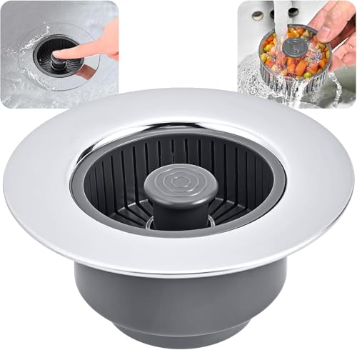 Dachiy Küchen Spülbecken Stöpsel, abflussstopfen mit sieb, Edelstahl, Pop Up Ablaufgarnitur inkl, für 75-90mm Abflussloch, Küchenspüle Sieb Antiblocking, Schnelle Entwässerung von Dachiy