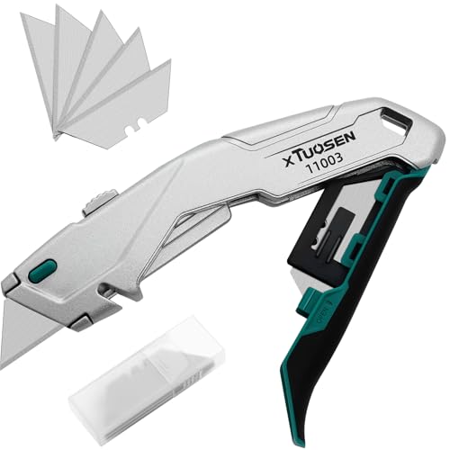 Dachiy Universal Teppichmesser, Einziehbarer Universalmesser Mit Klingenaufbewahrung, Cuttermesser Profi Strapazierfähiger Cuttermesser Mit Schnellwechselklinge, Mit 10 Zusätzlichen Klingen(Silber) von Dachiy