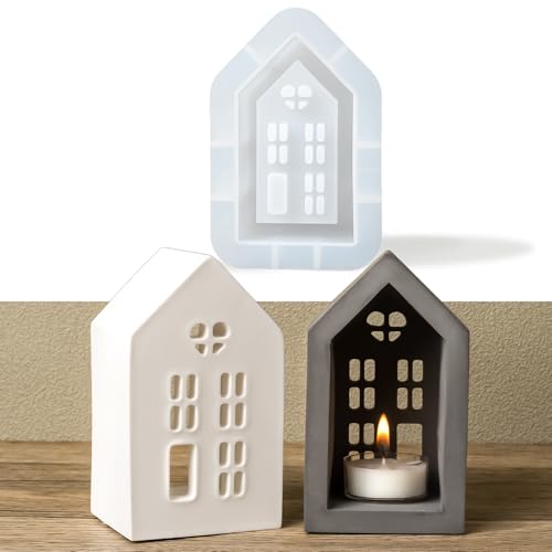 Silikonform Gießformen Hausharzformen Gips Beton Kerzenhalterform 3d Häuser Kerzenhalter Silikonform Teelichter Kerzenhalterform Weihnachtsgeschenke Dekoratives Kunsthandwerk von Dacies