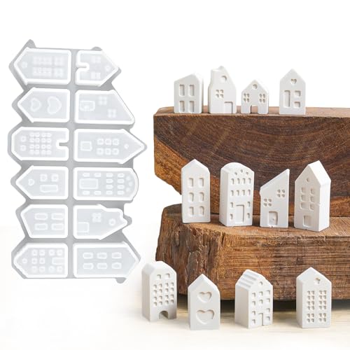 Silikonform Gießformen Hausharzformen Gips Beton Kerzenhalterform 3d Häuser Kerzenhalter Silikonform Teelichter Kerzenhalterform Weihnachtsgeschenke Dekoratives Kunsthandwerk (Extra Klein) von Dacies
