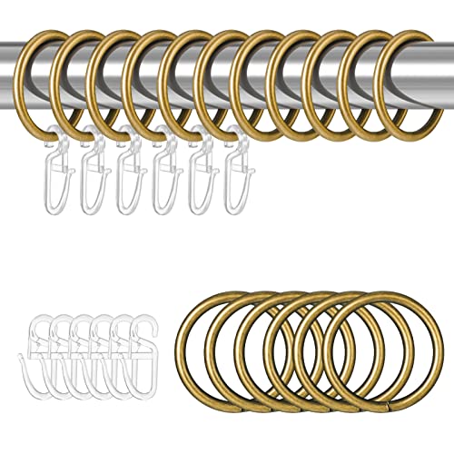 Dacitiery 30 Stück Gardinen Ringe, Metall Vorhangringe mit 30 Stück Kunststoff Gardinenhaken für Fenster Tür Duschvorhang, Gardinenhaken für Schienen, 30 mm Innendurchmesser (Bronze) von Dacitiery