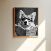 Lustiges Corgi Poster, Poster Corgi, Welsh Pembroke Line Art Dog, Lover Gift, Portrait von DackelundCorgi