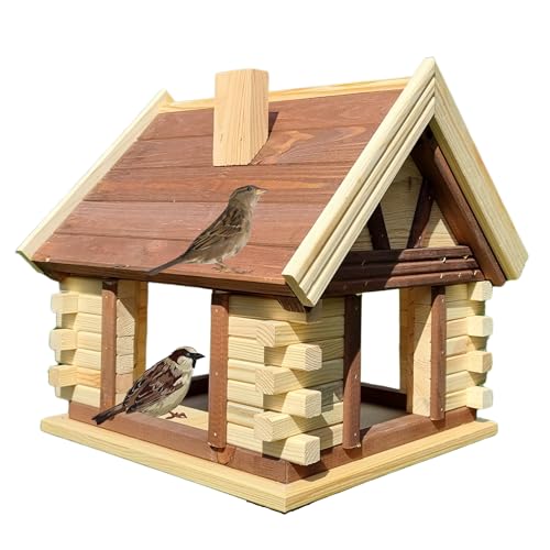VOGELHAUS aus Holz Vogelhäuschen Vogelhäuser Vogelfutterhaus (Braun+ Natur) von Dacko-Wood Aneta Dacko