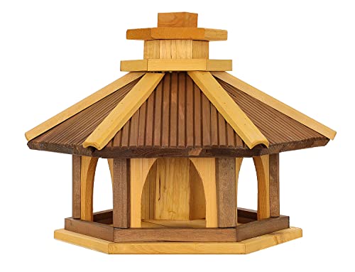 Vogel Futter Haus Futterstelle Sechseck aus Holz Vogelhaus,Vogelfutterhaus zum Stellen für den Garten.Futterstation für Wildvögel von Dacko-Wood Aneta Dacko