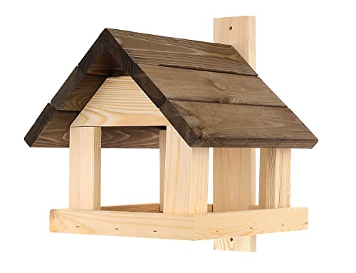 Vogelhäuschen aus Holz,Vogelhaus Wetterfestes Vogelhäuschen Vogelhäuschen für Garten, Balkon, Zaun (Braun+ Natur) von Dacko-Wood Aneta Dacko