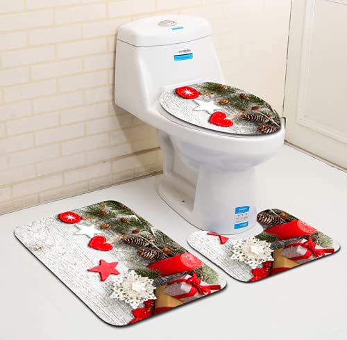 DadaA Weihnachtlicher WC-Sitzbezug und Matte, Badezimmer-Set, Weihnachtsdekoration, 3 Stück pro Set (F) von DadaA