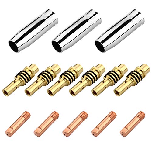 Dadabig 14 Stück Schweiß Zubehör Set Schweißteilset für 15AK mit 3 Gasdüse Konisch/ 5 Stromdüse M6 0,8 mm/ 6 Düsestock passend MIG Welder Verbrauchsmaterial Zubehör für AK15 Torch Gun Schweißgerät von Dadabig