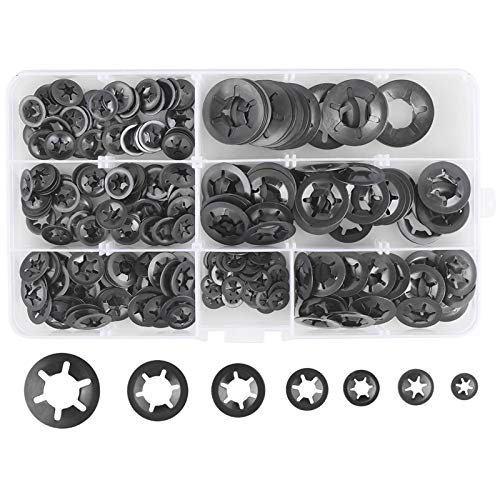Dadabig 280 Stück Unterlegscheiben, Innenzahn Schnellverschluss Unterlegscheiben M3/M4/M5/M6/M8/M10/M12 Zahn Geschwindigkeit Sicherungsscheiben Speed Clips Sortiment Kit von Dadabig