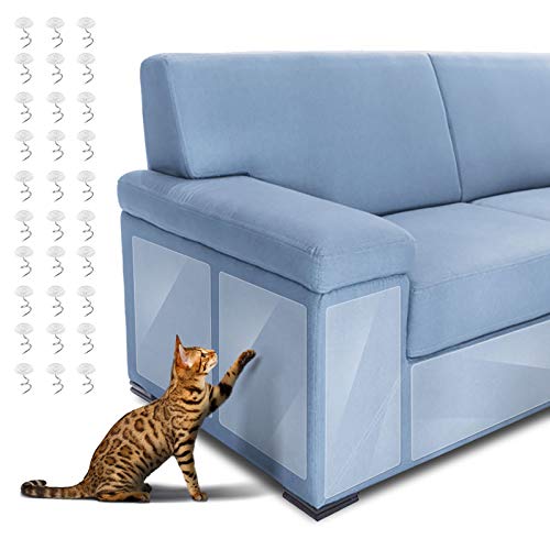 Dadabig 6 Stück Katzen Kratzschutz, Kratzschutz Couch Möbelschutz Kratzschutz für Katze Hund mit 30 Pins Transparente Kratzschutz Krallenabwehr für Ihre Möbel, Sofa, Tür (2 Größen: 14*48cm/30*45cm) von Dadabig