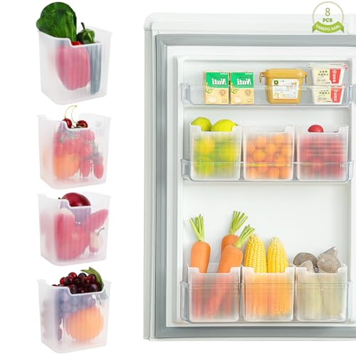 Dadabig 8er Set Kühlschrank Organizer Transparent Stapelbar Fridge Organizer Kühlschrank Organizer Box Kühlschrank Side Tür Lagerung Container für Kühlschrank von Dadabig