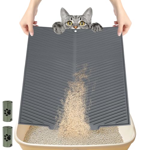 Dadabig Katzenklo Matte, 41 * 50 * 0.5cm Silikon Katzenstreu Matte Katzentoilette Unterlage Katze Wurf Matte Wasserdichte Katzentoilette Vorleger waschbar Proof Katzenmatte(Grau) von Dadabig