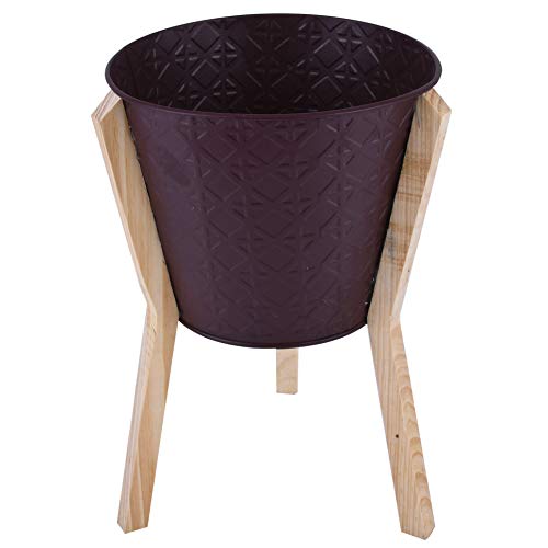 Dadeldo Home Blumentopf -Skandi- Metall-Holz 28x19cm Mauve Dekoration Übertopf von Dadeldo Home