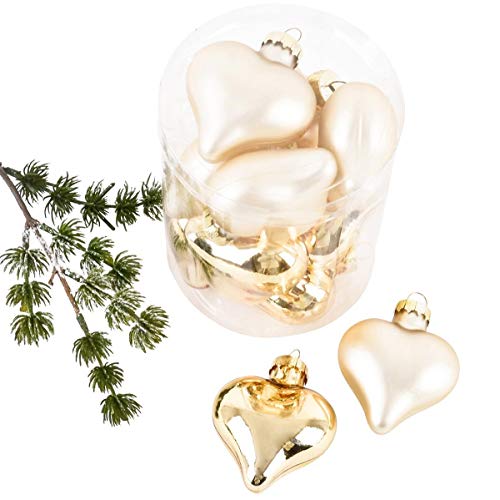 Dadeldo Home Herz Baumschmuck 10-Teilig Glas 6cm Gold-Mix von Dadeldo Home