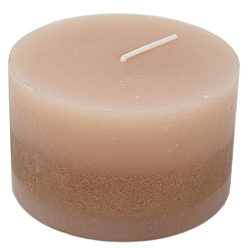 Dadeldo Home Kerze -Rustic Cylinder Stripe- 6x10cm hellkupfer Dekoration Tischdeko von Dadeldo Home