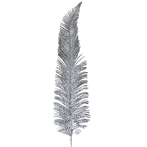 Kunstblume Stiel -Farnblatt- 58cm Silber-Glitter Weihnachten Dekoration von Dadeldo Home