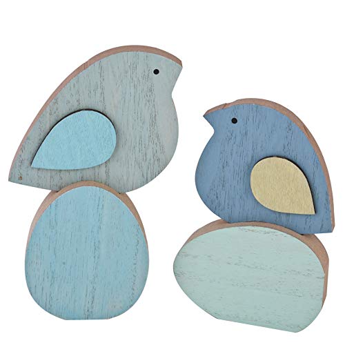 Dadeldo-Home Vogel Eggy 2er-Set Deko-Figur Holz 15cm Mint Tischdeko Dekoration von Dadeldo-Home