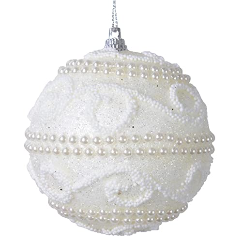 Baumkugel -Pearl- Plastik 8cm Weiss Weihnachtsdeko Baumschmuck von Dadeldo Living & Lifestyle