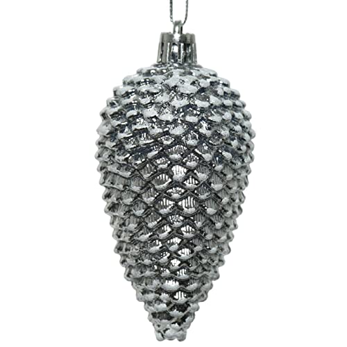 Baumkugel -Zapfen- Plastik 9x5cm Silber Weihnachtsdeko Baumschmuck von Dadeldo Living & Lifestyle