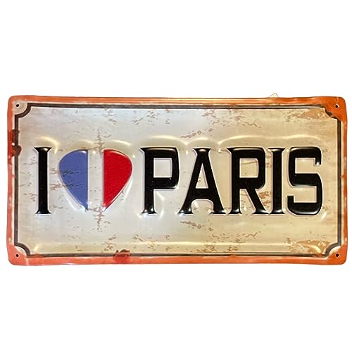 Blechschild -I love Paris- 15x30cm bunt Dekoration Wandbild Vintage Design von Dadeldo Living & Lifestyle