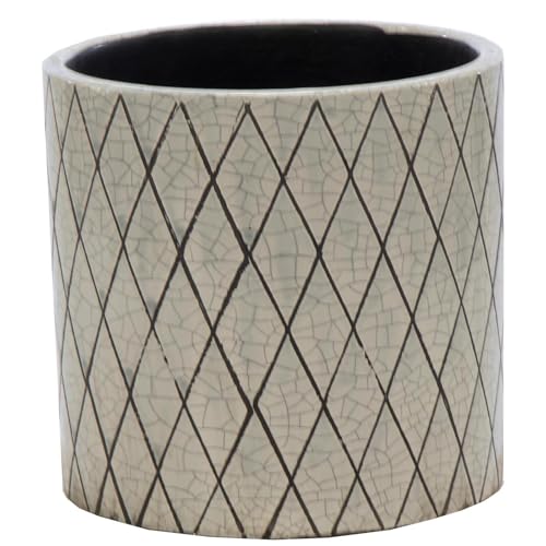 Dadeldo Living & Lifestyle Blumentopf Wiped Keramik 17x18cm grau Übertopf Dekoration von Dadeldo Living & Lifestyle