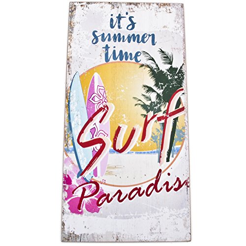 Dadeldo Living & Lifestyle Holzschild -Surf Paradise- 40x20cm bunt Dekoration Wandbild Vintage Design von Dadeldo Living & Lifestyle