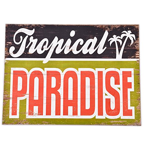 Dadeldo Living & Lifestyle Holzschild -Tropical Paradise- 30x40cm bunt Dekoration Wandbild Vintage Design von Dadeldo Living & Lifestyle