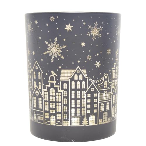 Dadeldo Living & Lifestyle Teelichthalter Windlicht Glas Magic 12x10cm schwarz-Gold von Dadeldo Living & Lifestyle