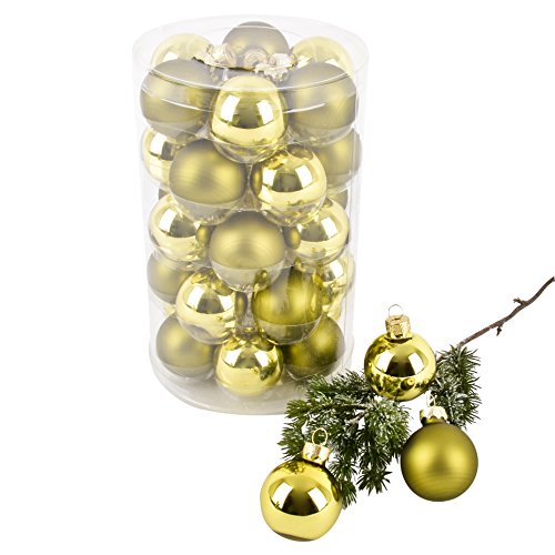 Weihnachtskugel Premium 30er Set Glas 4cm Xmas Baumschmuck (Grün) von Dadeldo Living & Lifestyle