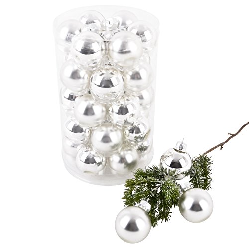 Weihnachtskugel Premium 30er Set Glas 4cm Xmas Baumschmuck (Silber) von Dadeldo Living & Lifestyle