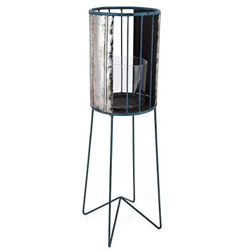 Laterne -Beach Lounge- Metall 67x19cm Silber-blau Dekoration Windlicht von Dadeldo Living & Lifestyle