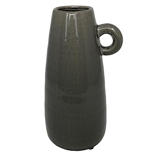 Vase -Gala- Steingut 25x13cm grau Dekoration Blumenvase von Dadeldo Living & Lifestyle