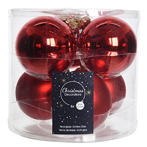 Baumkugel -Classic- 6er-Set Glas 8cm rot-Mix Weihnachtsdeko Baumschmuck von Dadeldo Living & Lifestyle