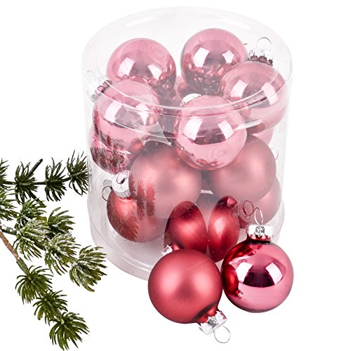 Weihnachtskugel Premium 15er Set Glas 3cm Xmas Baumschmuck (Pink) von Dadeldo