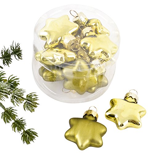 Weihnachtskugel Sterne Premium 10er Set Glas 4x4x2cm Xmas Baumschmuck (Grün) von Dadeldo