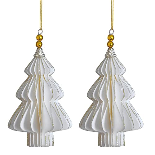 Weihnachtsdeko Baumschmuck -Ornary- 2er-Set Papier 15x17cm Weiss-Gold von Dadeldo Living & Lifestyle