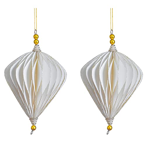 Weihnachtsdeko Baumschmuck -Ornary- 2er-Set Papier 17x16cm Weiss-Gold von Dadeldo Living & Lifestyle