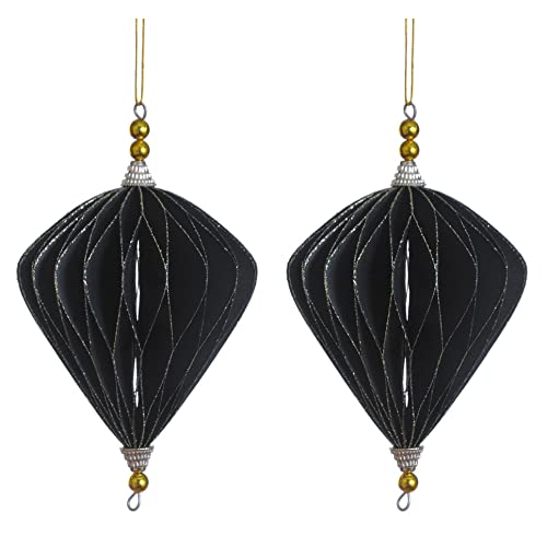 Weihnachtsdeko Baumschmuck -Ornary- 2er-Set Papier 17x16cm schwarz-Gold von Dadeldo Living & Lifestyle