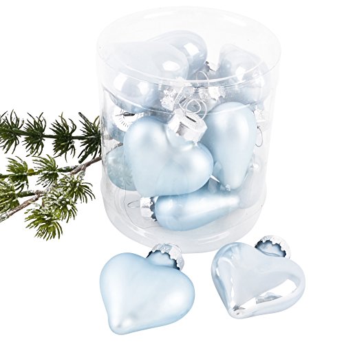 Weihnachtskugel Herz Premium 10er Set Glas 5x4x2cm Xmas Baumschmuck (Blau) von Dadeldo Living & Lifestyle