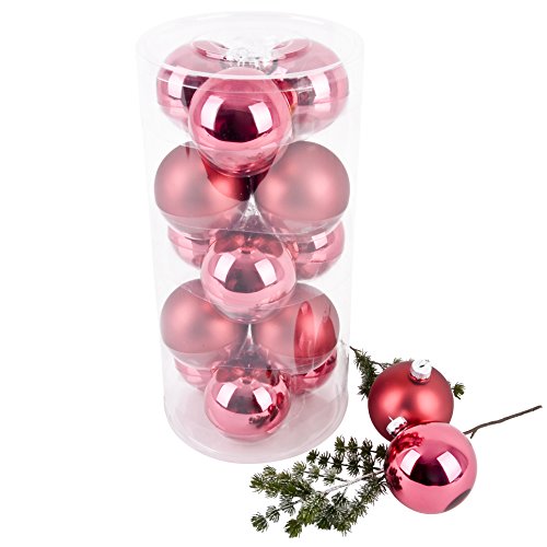 Weihnachtskugel Premium 15er Set Glas 8cm Xmas Baumschmuck (Pink) von Dadeldo Living & Lifestyle